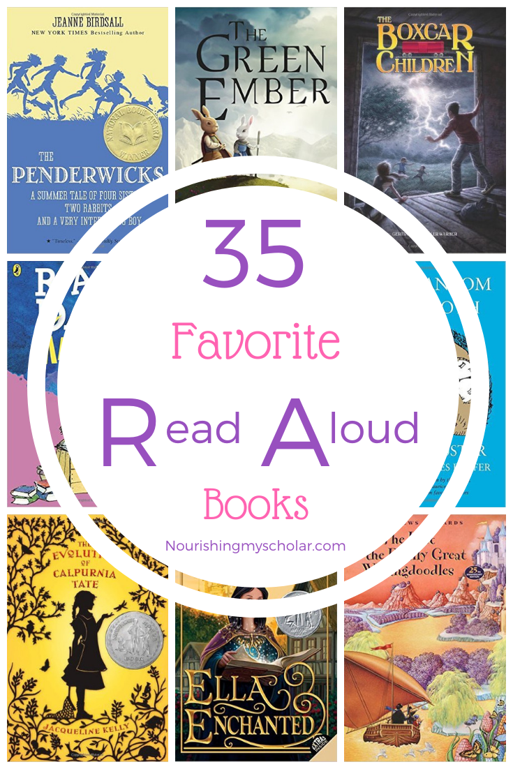35 Favorite Read Aloud Books: Are you looking for some great read aloud books to share with your kiddos? Here is a list of 35 of our favorites! #ihsnet #homeschool #homeschooling #readalouds #chapterbooks #childrensbooks #kidlit #kidsbooks #read