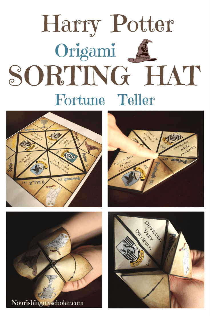Harry Potter Origami Sorting Hat Fortune Teller: My son really enjoyed this Sorting Hat Fortune Teller I made him. #HarryPotter #ihsnet #homeschool #parenting #kidlit #gameschooling
