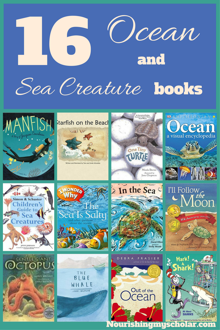 16 Ocean and Sea Creature Books: Does your kiddo love to read ocean and sea creature books? Are they obsessed with the deep sea and all the inhabitants therein? Here are 16 of our favorite kid's books all about the ocean and the animals that live there! #homeschool #oceanunitstudy #childrensbooks #ihsnet #kidlit #kidbooks #seabooks #homeschooling #beachbooks #seacreaturebooks