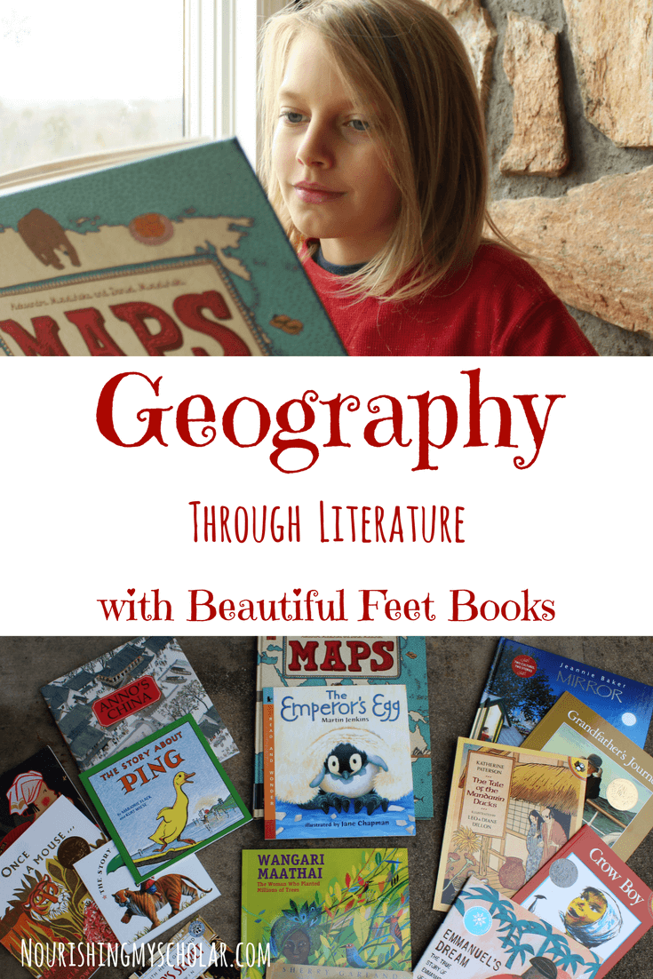 Geography Through Literature: Around the World with Picture Books: Explore a Hands-On, Charlotte Mason style, literature-rich Geography Curriculum for elementary grades K-3rd! #homeschool #homeschooling #geography #picturebooks #beautifulfeetbooks #kidlit 