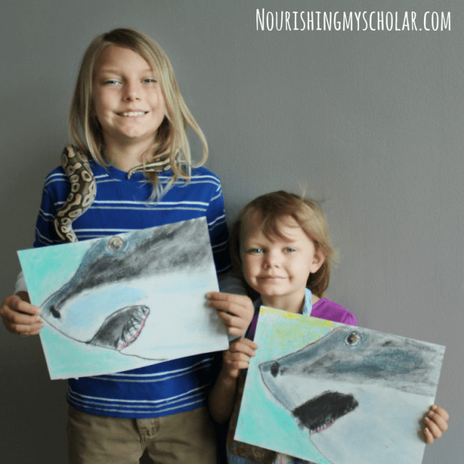Shark Week Art for Kids with Chalk Pastels