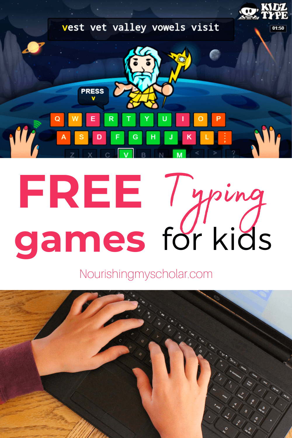 Free Typing Games for Kids: Free typing games and practice make learning touch typing fun and easy for your kids! Check out these games for all skill levels! #freetyping #freetypinggames #freetypinggamesforkids #kidstypinggames #typingpracticegames #typingforkids #typinggamesforkids #KidzType #homeschool 