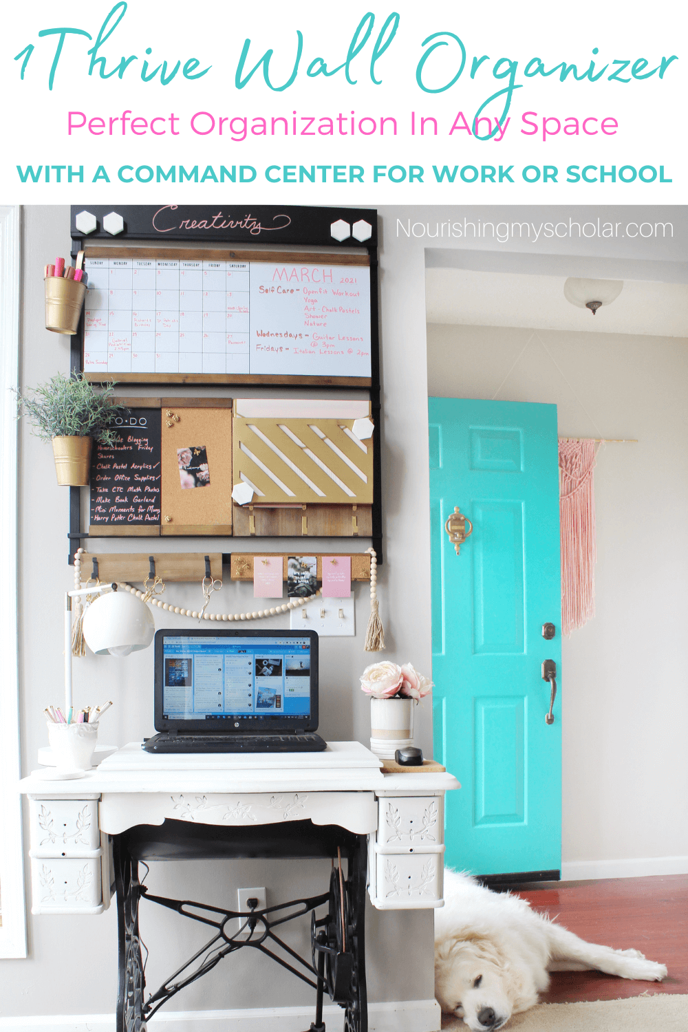 Getting Organized with a 1Thrive Wall Organizer: If your looking for a wall organizer for your home office, homeschool space, or family space then check out my review of 1Thrive's Susan command center! It is perfect for organizing schedules, papers, documents, and more! #commandcenter #familyorganization #familywallorganizer #homeoffice #homeschoolwallorganizer #officespacerefresh #officespaceupdate #officewallorganizer #organization #organizationideas #organizedhome #wallorganization